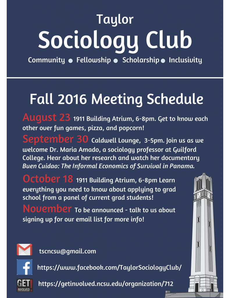 Taylor Sociology Club Meeting flyer